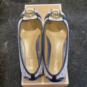Michael Kors Navy & White Fulton Logo Moccasins